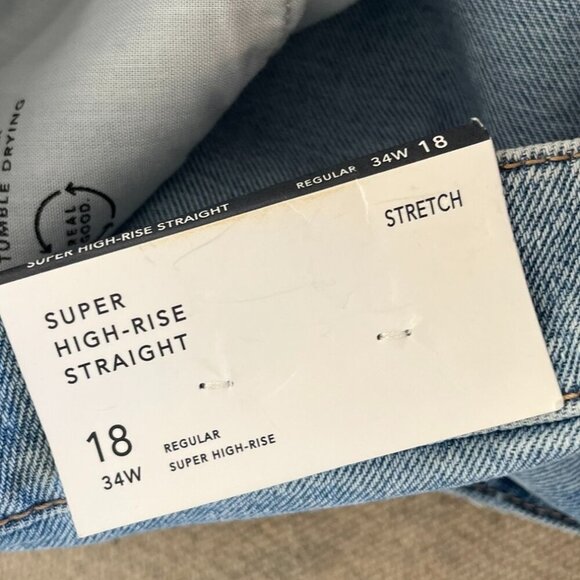 American Eagle Plus-Size Super High-Rise Stretch Straight Jeans Sz 18 - Picture 7 of 11